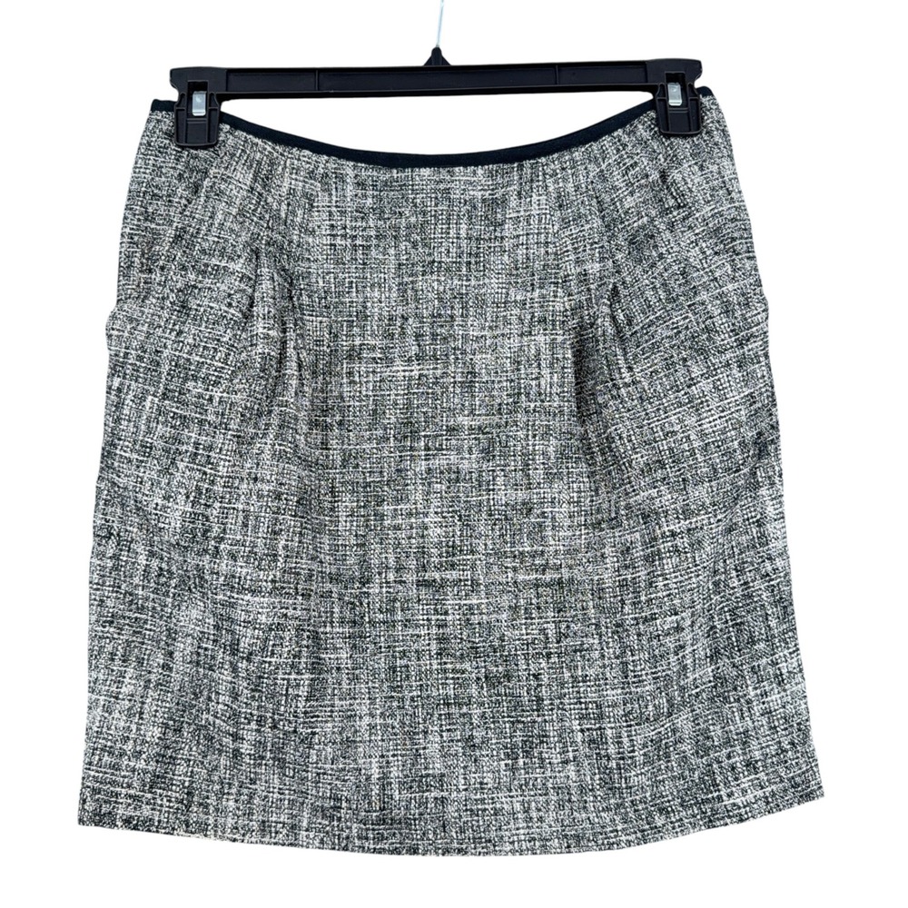Nanette Lepore Tweed Mini Skirt Womens 6 Cotton Blend Black White